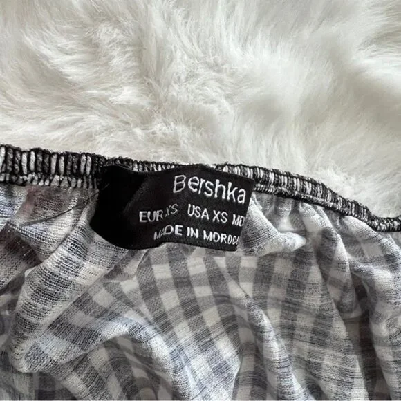 Bershka Gingham Cropped Top Black - Picture 7 of 15